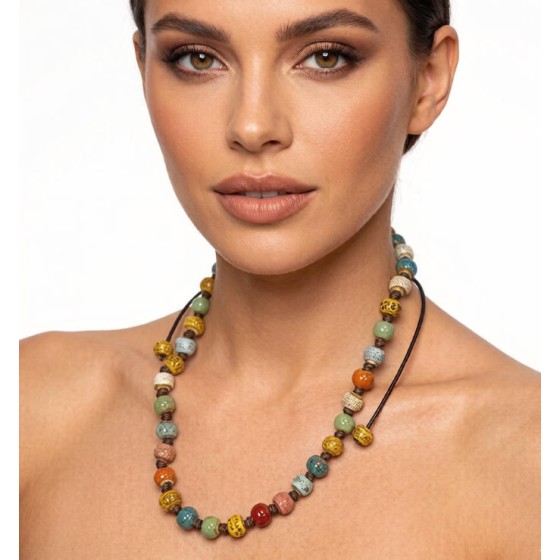 Artisan Crafted Multi Color Beaded Necklace Long Bohemian Style for Women Casual Daily Wear Unique Jewelry Gift