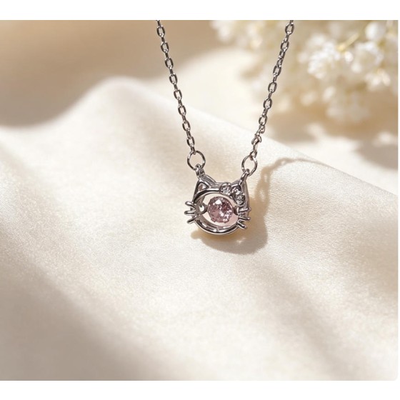 Kawaii Cat Pendant Necklace – Hypoallergenic Stainless Steel Cute Animal Jewelry for Women
