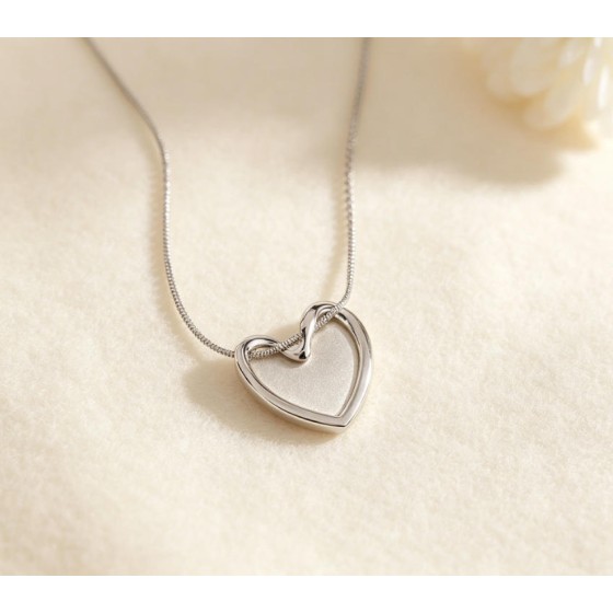 Minimalist Double Heart Pendant Necklace in Stainless Titanium Steel – Hypoallergenic Jewelry for Daily Wear