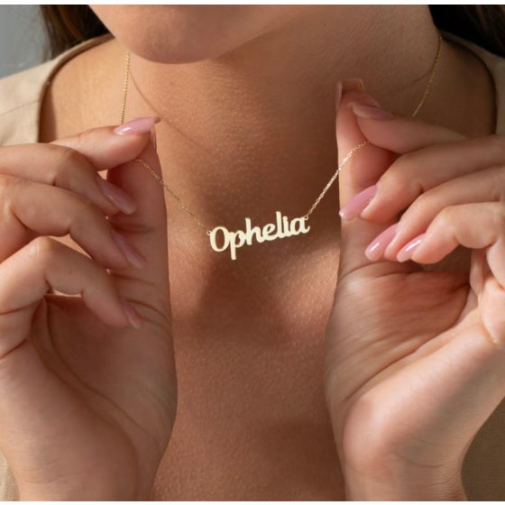 Personalized Gold Name Necklace, Custom Nameplate, Handmade Jewelry