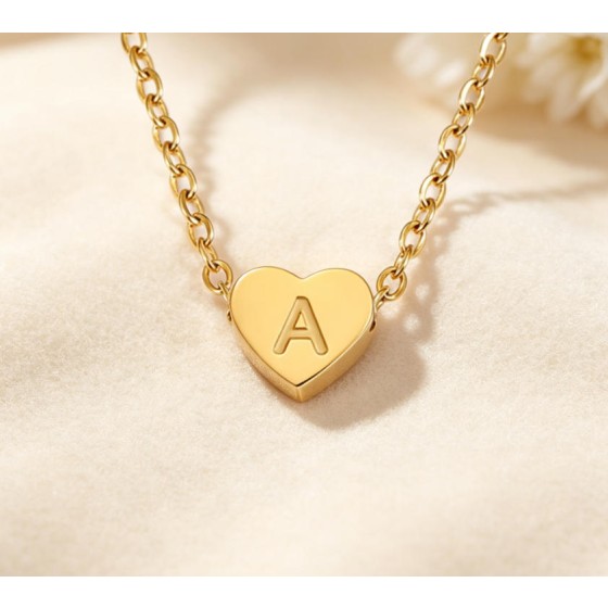 Custom A Initial Heart Pendant Necklace Everyday Jewelry Gift