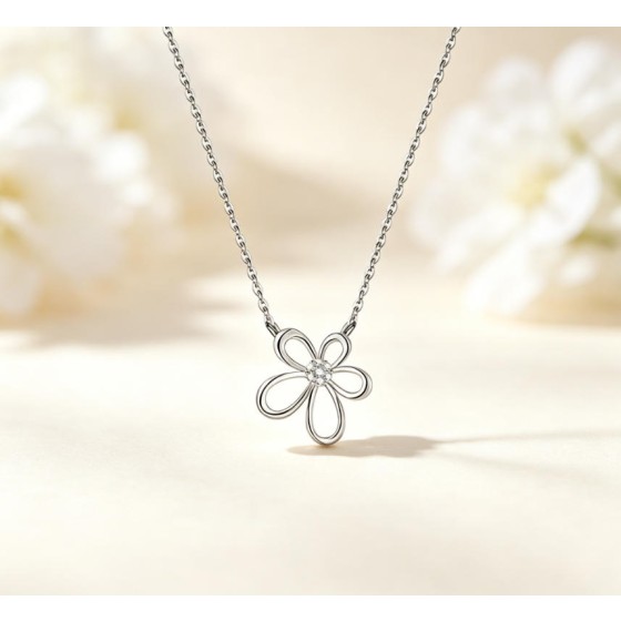 Dainty Flower Necklace – Stainless Steel Floral Pendant, Tarnish Free Everyday Jewelry Gift for Her