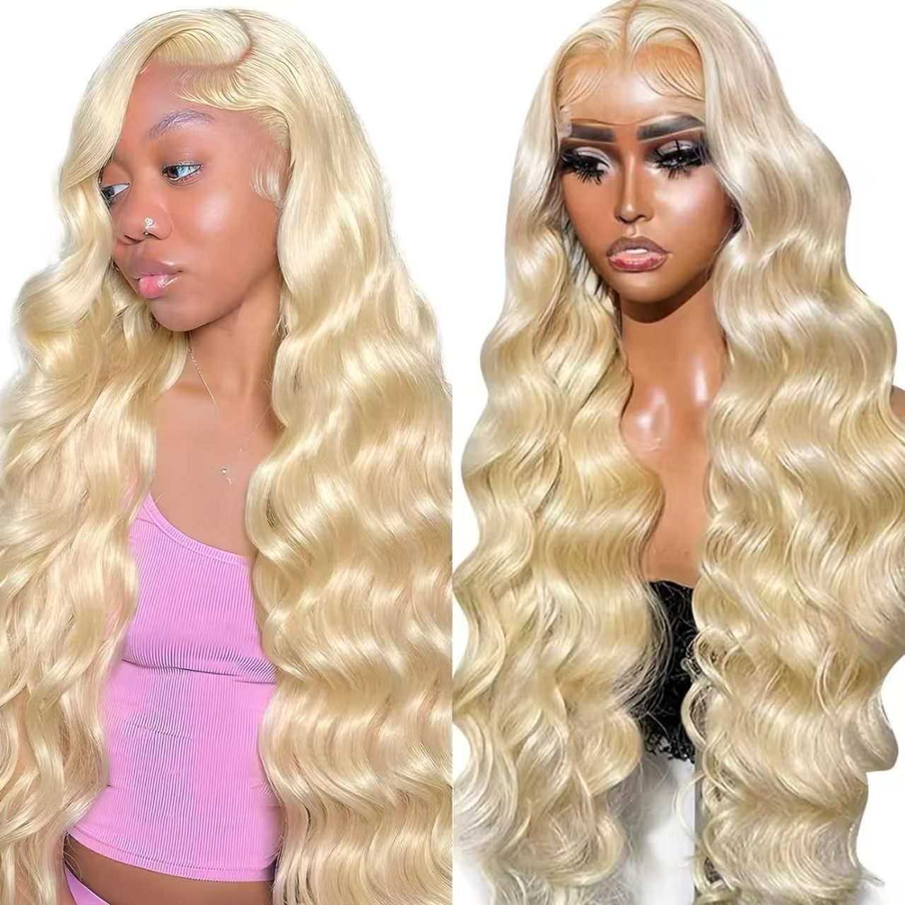 Glueless Honey Blonde Highlights Body Wave Wig